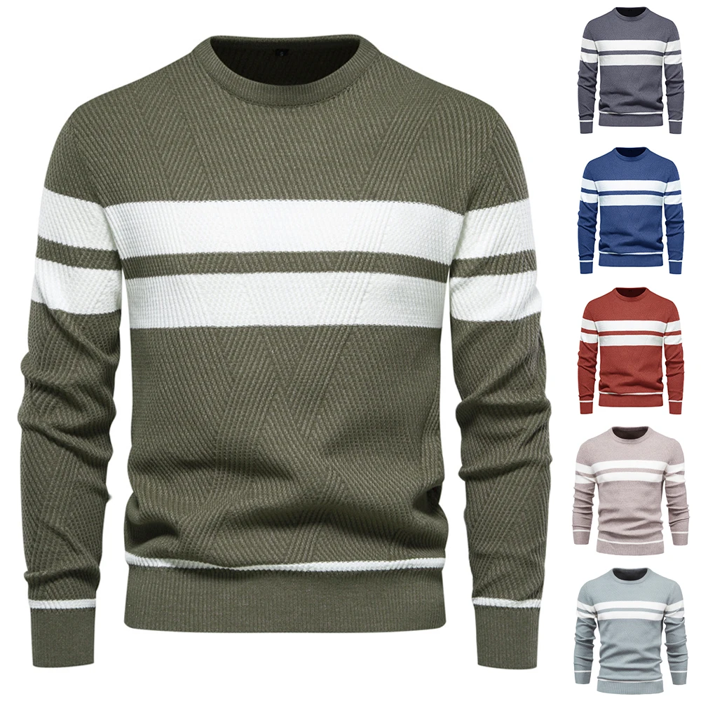 Top Trends: 2024 Autumn And Winter Men's Casual Striped Men's Sweater Pullover Color Blocking Round Neck Men's European Size Knitwear Shoppable Styles