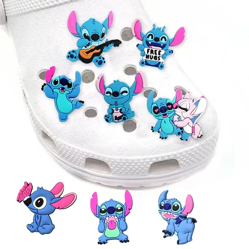 Top Trends: MINISO Disney Stitch Shoe Charms For Crocs PVC Cartoon Characters Stitch DIY Crocs Decorations Jibitz Wholesale Shoppable Styles