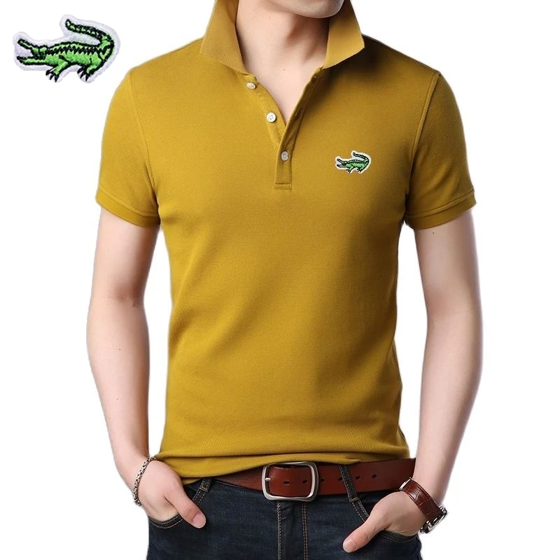 Top Trends: Men's Embroidery Brand Cotton Polo Shirt New Four Seasons Korean Slim Fit Fashion Polo Collar Plaid Knitted Short Sleeve T-shirt Shoppable Styles