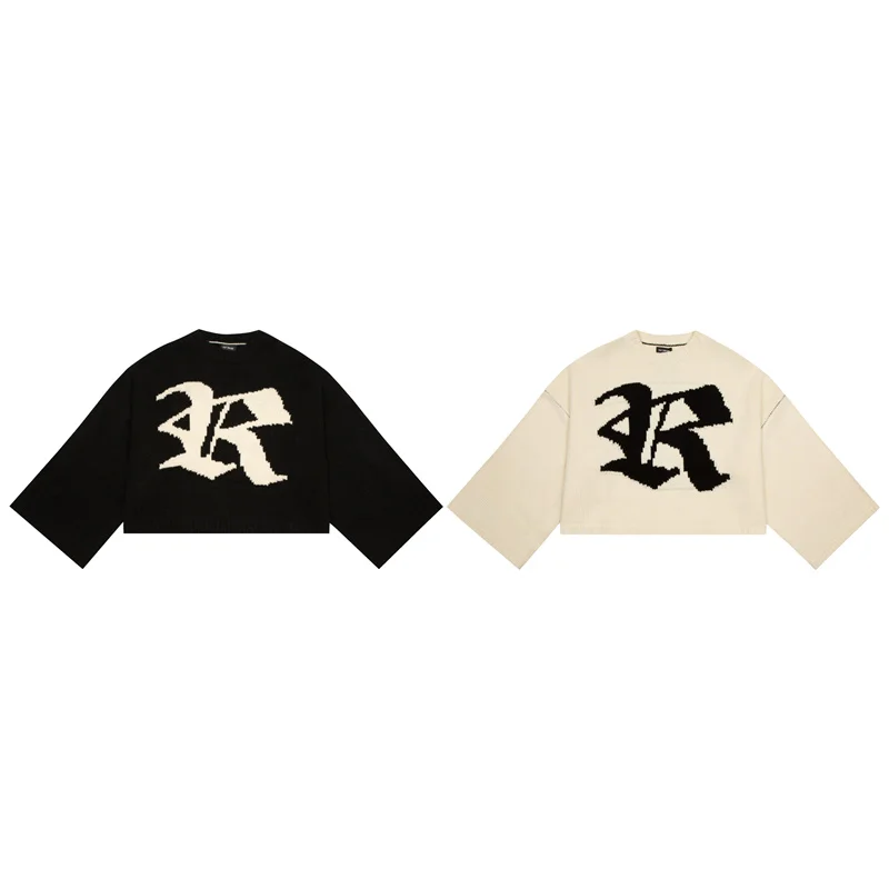 Top Trends: Black RAF SIMONS Casual Trend Sweater For Men Women Letter R Oversize Bat Shirt Knit Sweatshirts Shoppable Styles