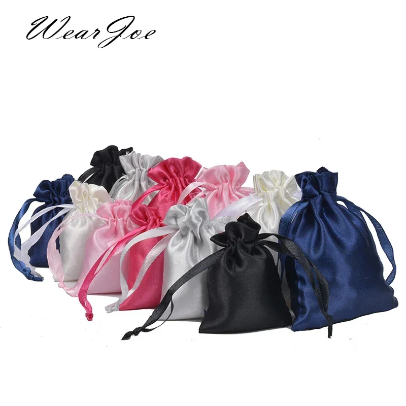 Top Trends: 50pcs Silk Satin Drawstring Bag With Ribbon For Jewelry Hair Travel Watch Shoes Diamond Bead Ring Makeup Gift Packaging Pouch Shoppable Styles