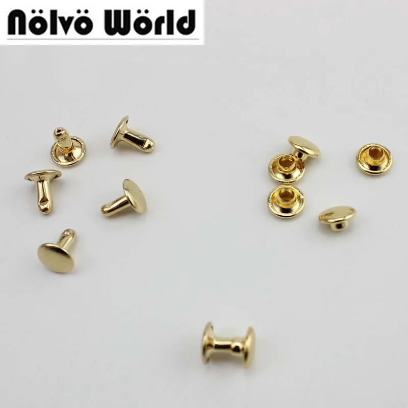 Top Trends: 500pcs / lot 2 Covers 6X6mm 8X8mm 10X8mm 100% Copper Double Cap Rivets Fasteners, Leather Crafts Bags Shoes Decorative Studs Shoppable Styles