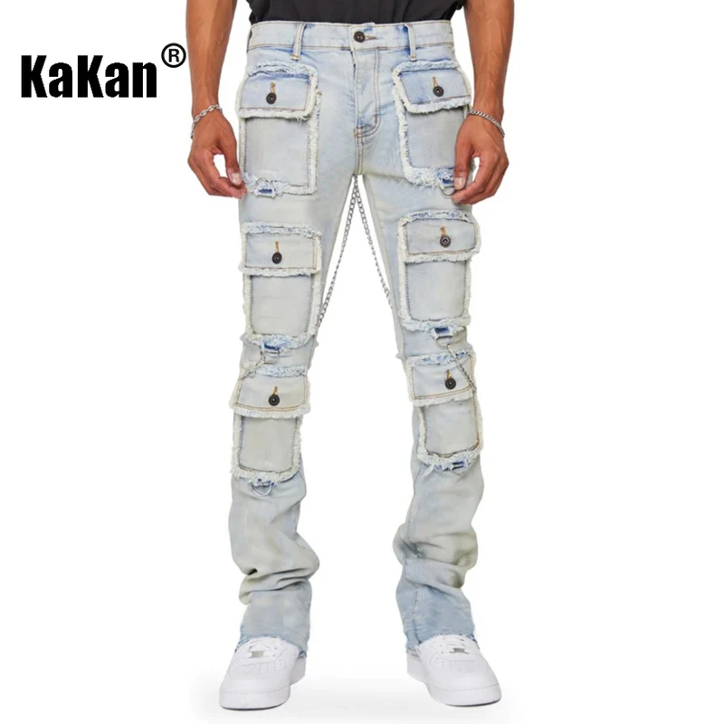 Top Trends: Kakan - European And American New Elastic Work Jeans For Men, Black Light Blue Straight Leg Jeans K16-CK3010 Shoppable Styles