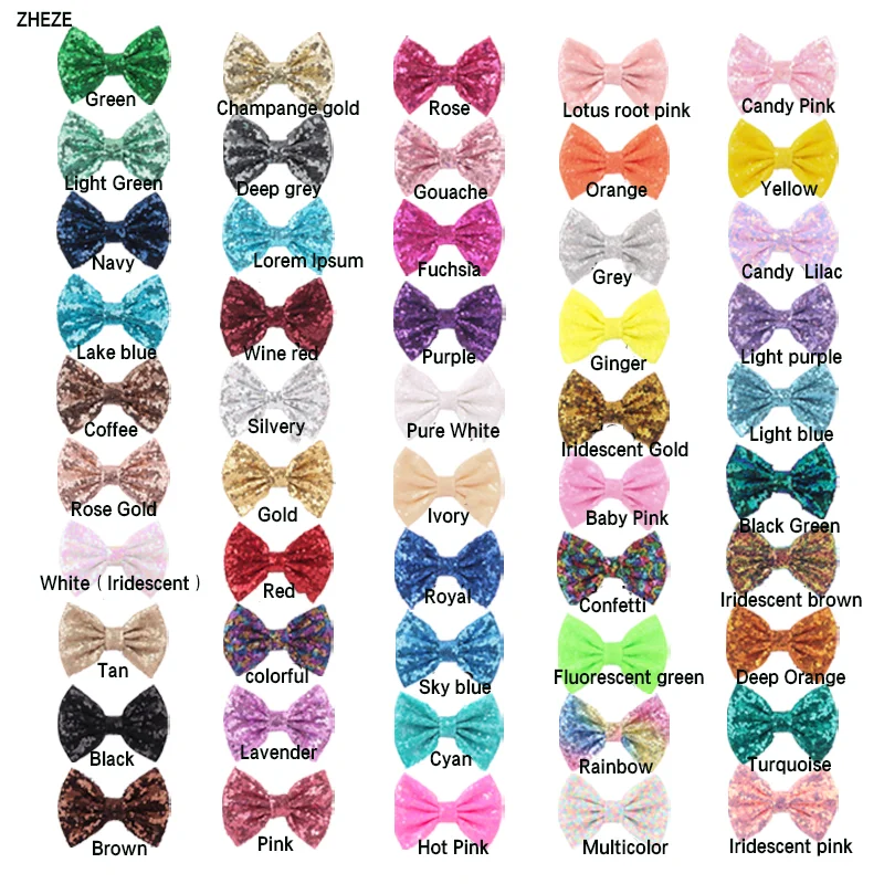 Top Trends: 25Pcs / Lot 5" Glitter Big Barrettes Sequins Hair Bow Without / With Clips DIY Hair Accessories For Mouse Ears Headband Shoppable Styles - Image 5