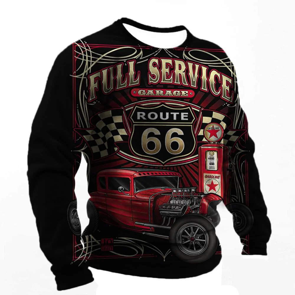 Top Trends: Vintage T-shirt For Men Route 66 Print Long Sleeve Tops Outdoor Biker T Shirt Oversized Tee Shirt Men Clothing Shoppable Styles