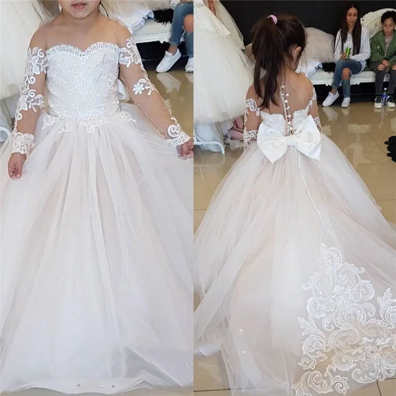 Top Trends: Champagne Little Girls Bridesmaid Dress Flower Girl Dresses Ball Gown Kids TUTU Lace Wedding Party Pageant First Communion Gown Shoppable Styles