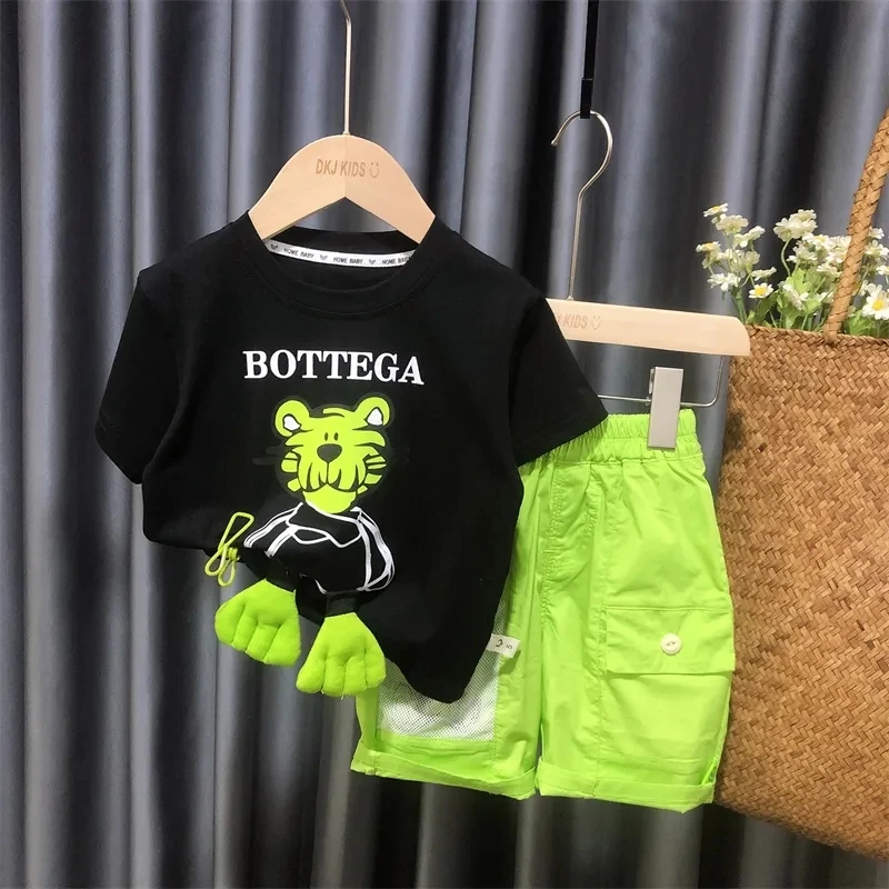 Top Trends: Children&#039;s Short-sleeved T-shirt Set 2023 Summer New Baby Cute Cartoon Top Boy&#039;s Short-sleeved Shorts Two-piece Set Shoppable Styles