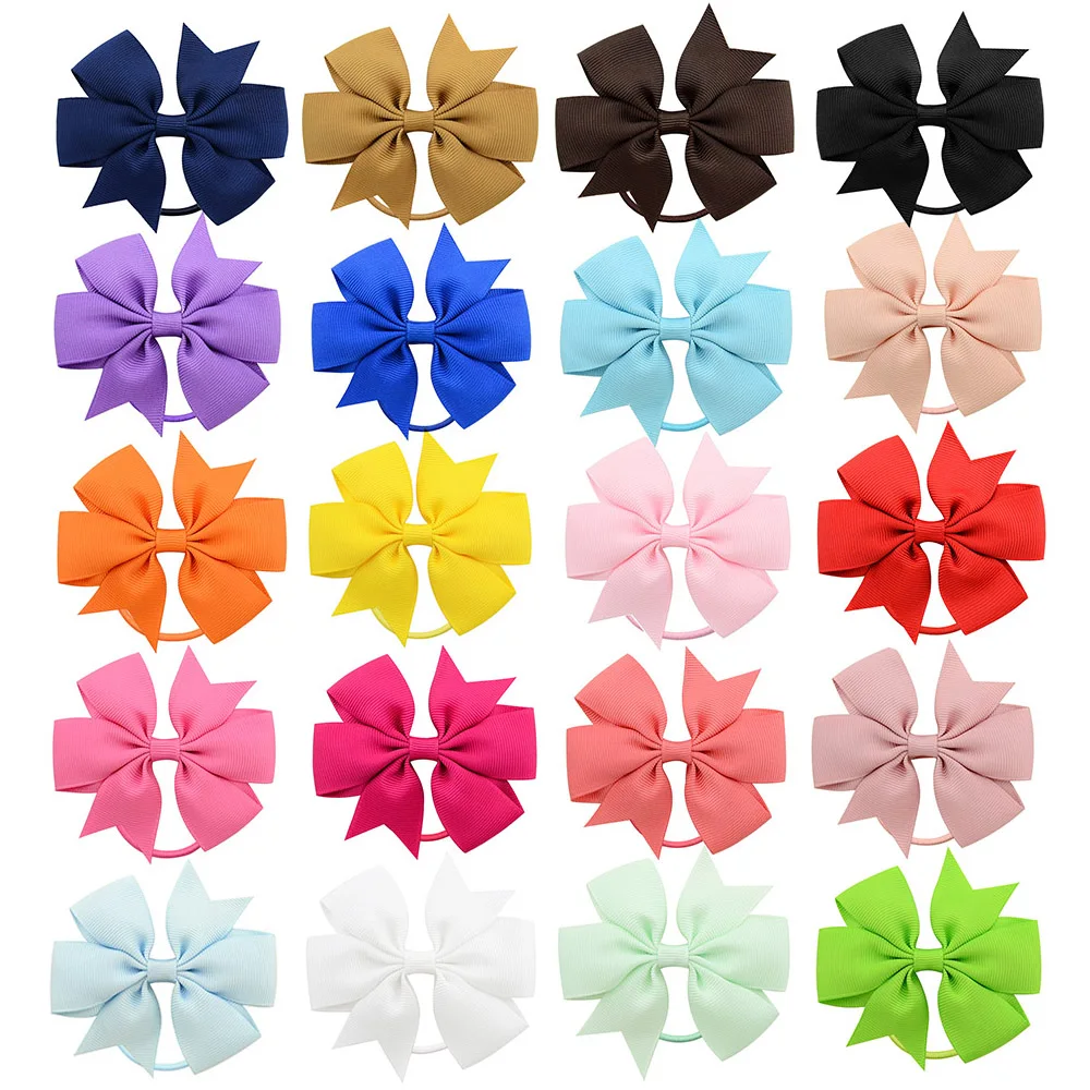 Top Trends: 1Pcs 3.15 Inch Girl Hair Bows Boutique Grosgrain Ribbon Bow Elastic Hair Tie Rope Band With Kids Wholesale Hair Accessories 030 Shoppable Styles