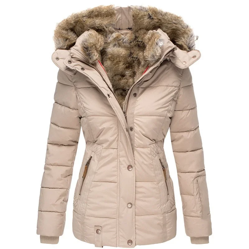 Top Trends: Cotton Clothes Women Coasts Outwear Long-Sleeve Zipper Y2K Winter Parkas Warm Fur Collar Slim Fit Hooded Cotton Coat Jackets Shoppable Styles