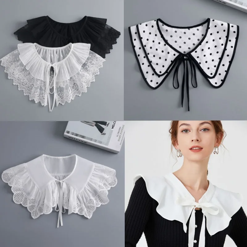 Top Trends: Removable Lace Doll Fake Collar Women Tie Ladies White Shawl Wrap Detachable Embroidered Lapel False Collar Clothes Accessory Shoppable Styles