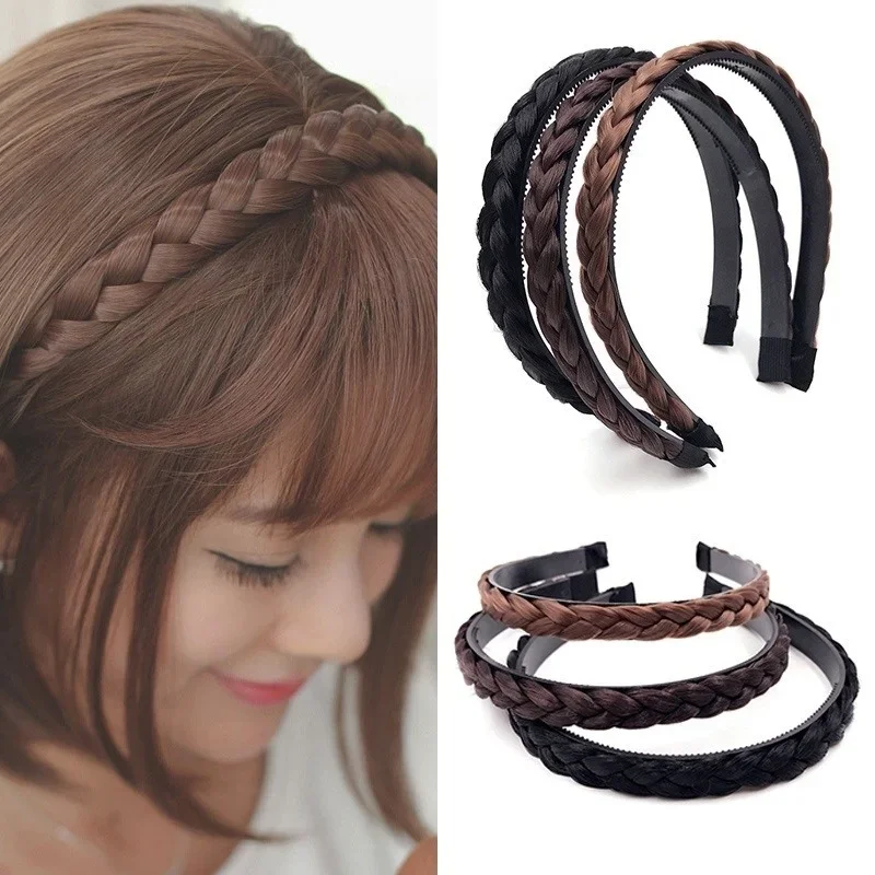 Top Trends: 1 Pcs New Women Vintage Wig Headbands Braids Girls Style Hair Band Head Band Wig Hair Accessories Shoppable Styles