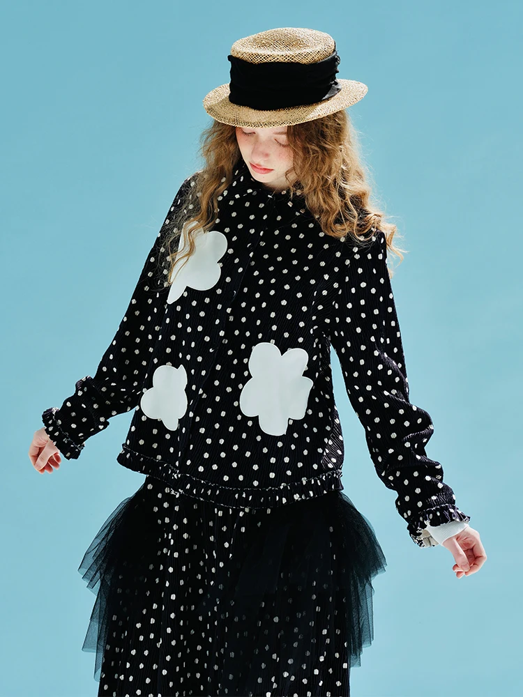 Top Trends: Imakokoni&#039;s Original Design Round-neck Long-sleeved Printed Shirt Polka Dot Flower Spring New T-shirt For Women 233994 Shoppable Styles