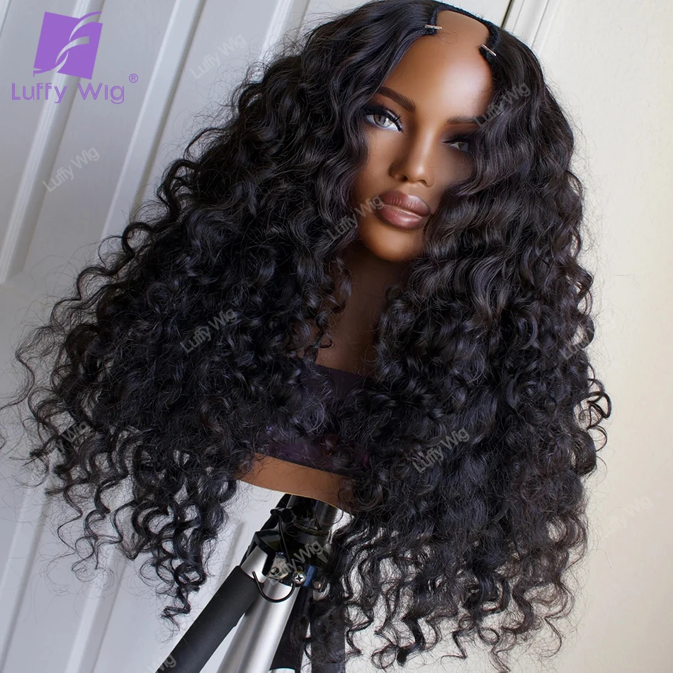 Top Trends: Loose Curly U Part Wig Human Hair Brazilian Remy V Part Wig No Leave Out Glueless 180 Density UPart Wig For Black Women Luffywig Shoppable Styles