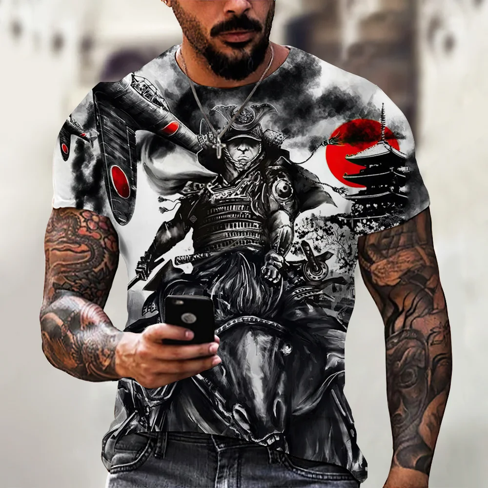 Top Trends: Vintage Samurai T-shirts For Men 3D Japan Style Print Short Sleeve Tops Street Hip Hop Streetwear Ninja Tees Men&#039;s T Shirt 6XL Shoppable Styles