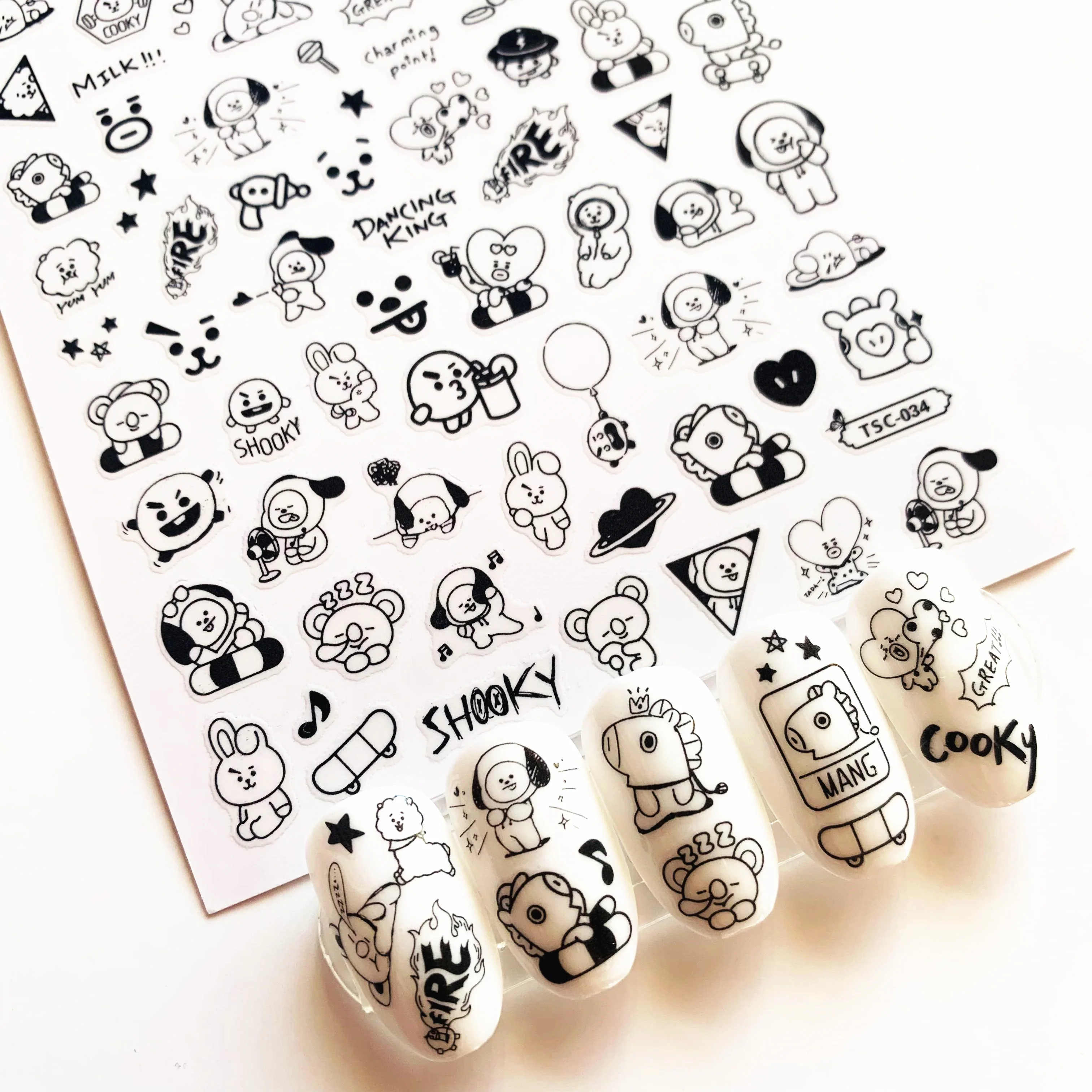 Top Trends: Newest TSC-034 Cartoon TSC Series Fashion English Alphabet 3d Nail Art Stickers Decal Template Diy Nail Tool Decoration Shoppable Styles