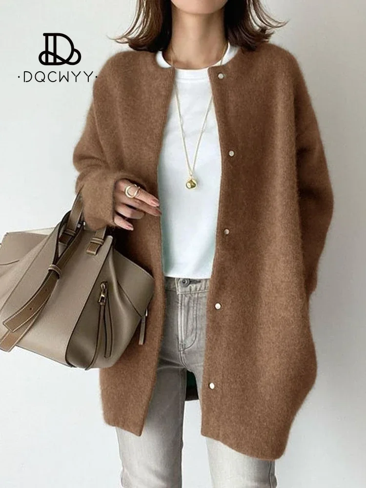 Top Trends: Women's Coat Jacket 8 Color Autumn Winter Loose Slim Woolen Coat Solid Mid Length Style Knit Tops Temperament Woman Clothing Shoppable Styles