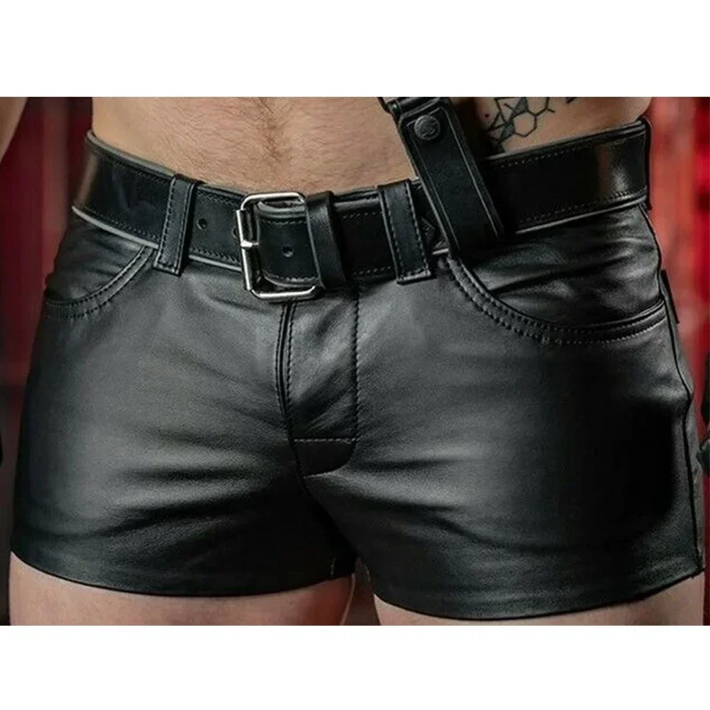 Top Trends: Men Shorts Solid Color Casual Mens Short PU Leather Pants Spring Summer Men Fashion Punk Style Black Shorts For Men Shoppable Styles