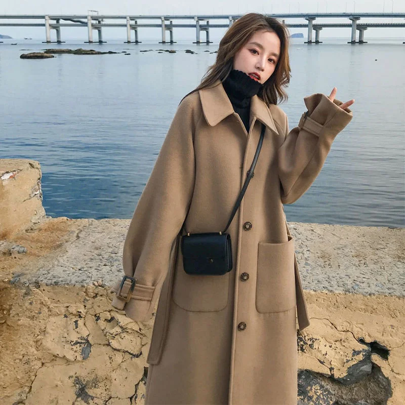 Top Trends: Woolen Coat Thick Women&#039;s Mid-length Autumn New Loose Woolen Coat Winter Overcoat Camel Korean Fashion Wool Coats And Jackets Shoppable Styles