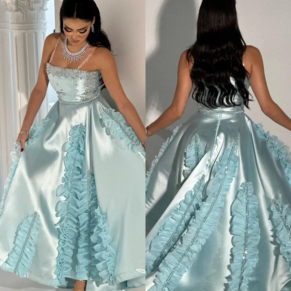 Top Trends: Prom Dress Elegant Strapless A-line Quinceanera Rhinestone Fold Draped Halter Straps Satin Customized Shoppable Styles