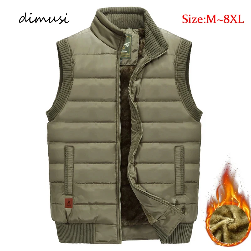 Top Trends: DIMUSI Mens Jacket Sleeveless Vest Winter Man Fleece Warm Vest Coats Men Stand Collar Windbreaker Padded Waistcoats Clothing 8XL Shoppable Styles