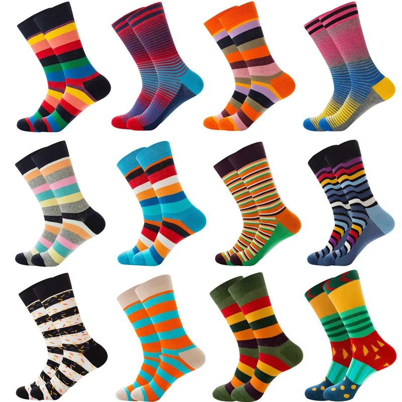 Top Trends: Geometric Stripes Novelty Men Socks Cotton Casual Personality Design Hip Hop Streetwear Happy Socks Gifts For Men Quality Shoppable Styles