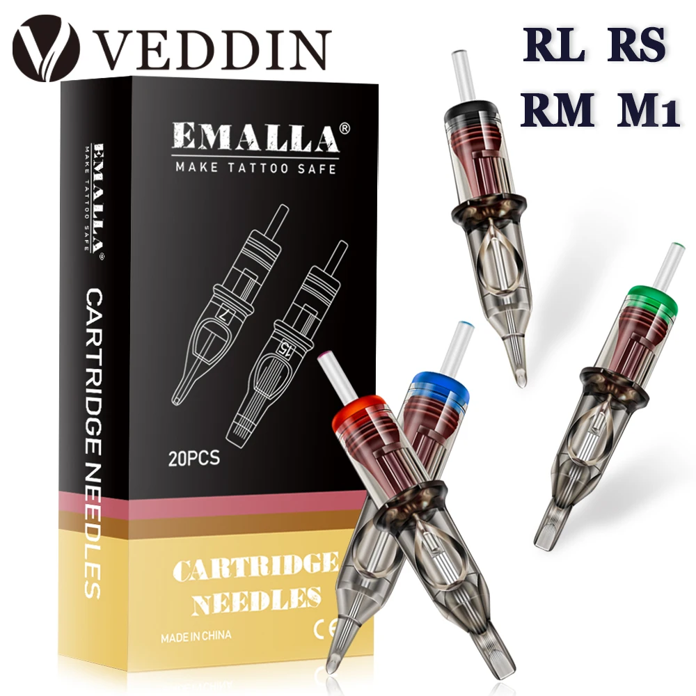 Top Trends: EMALLA 20Pcs Tattoo Cartridge Needles RL RS RM M1 Disposable Sterilize Tattoo Cartridges For Makeup Machine Pen Needle Supply Shoppable Styles