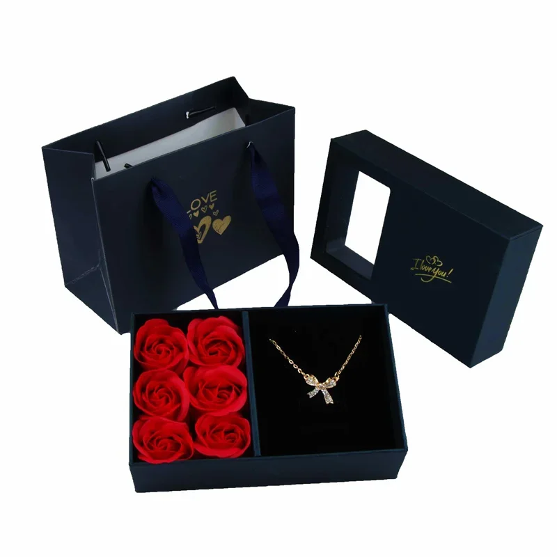 Top Trends: Necklace For Women Immortal Flower Jewelry Box Six Roses Window Gift Box Ring Earrings Pendant Jewelry Box Jewelry Organizer Shoppable Styles - Image 4