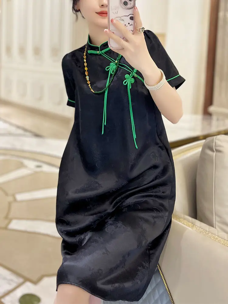 Top Trends: 2024 New Chinese Style Traditional Cheongsam Dress Women Sexy Improved Casual Daily Qipao Dress Lady Satin Style Qipao Dress Shoppable Styles