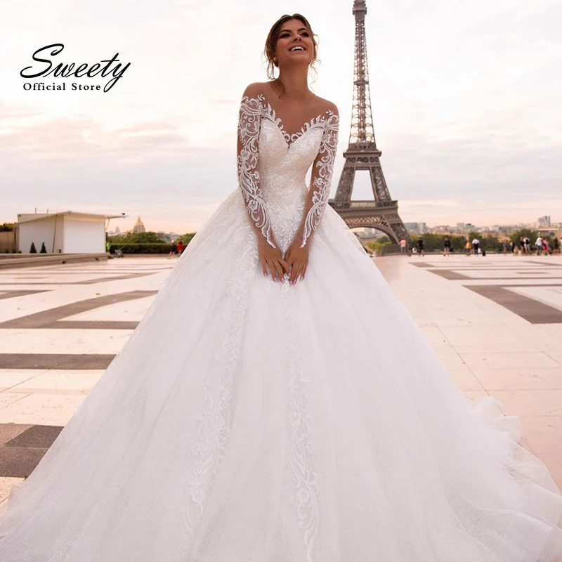 Top Trends: Elegant Wedding Dress Organza With Embroidery Princess Ball Gown Sweetheart Full Sleeve Simplicity Back Button Vestido De Novia Shoppable Styles