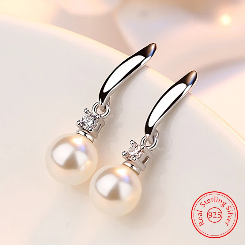 Top Trends: High Quality Woman&#039;s 925 Sterling Silver Jewelry New Crystal Pearl Stud Earrings XY0233 Shoppable Styles