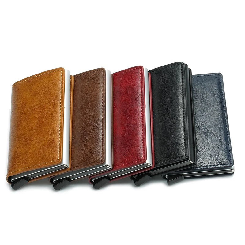 Top Trends: Credit Card Holder For Men Bank Cards Holders Leather RFID Wallet Mini Money Clips Business Luxury Women Small Purse Shoppable Styles - Image 4