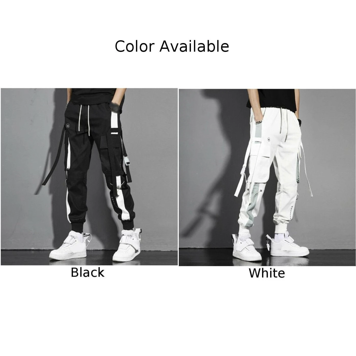 Top Trends: Mens Cargo Pants Casual Trousers Pocket Streetwear Joggers Hip Hop Harem Pants Multi-Pocket Ribbons Male Sweatpants Harem Pants Shoppable Styles - Image 6