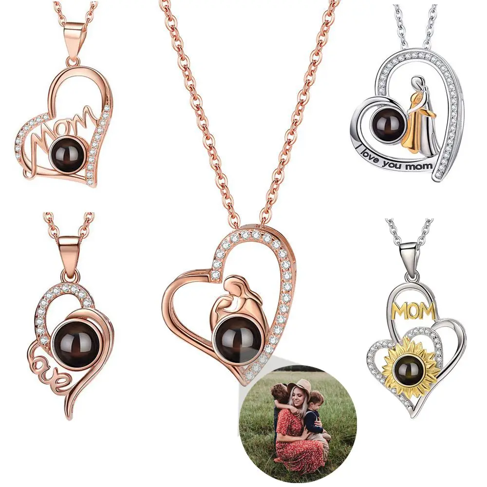 Top Trends: S925 Silver Custom Photo Personalized Projection Photo Necklace For Women Mother&#039;s Day Jewelry Mom Heart Pendant Memory Gift Shoppable Styles