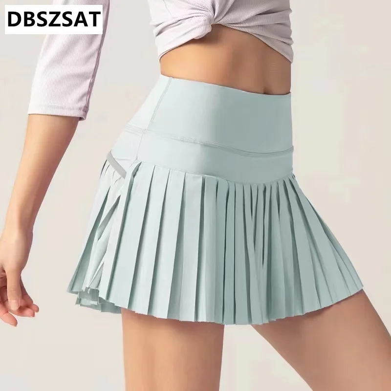 Top Trends: 2022 Tennis Skirts Women Golf Pleated Pantskirt Sports Fitness Shorts Pocket High Waist Yoga Running Shorts Skirt Gym Clothing Shoppable Styles