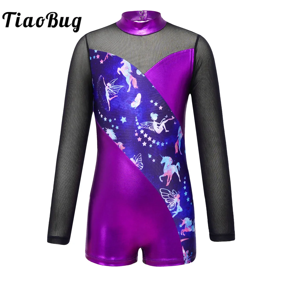 Top Trends: Kids Girls Ballet Gymnastics Leotard Metallic Mesh Long Sleeve Leopard Print Dance Bodysuit Jumpsuit Athletic Shorty Unitard Shoppable Styles