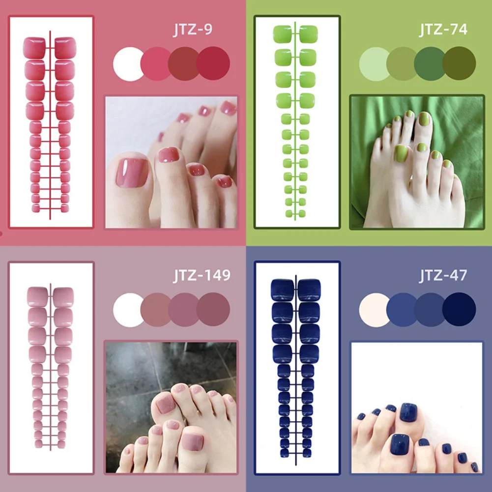 Top Trends: 24P Acrylic Toenails Bright Faced Press On Nails Art Removable Short Fake Toenails Full Cover Artificial Toe False Nails No Glue Shoppable Styles