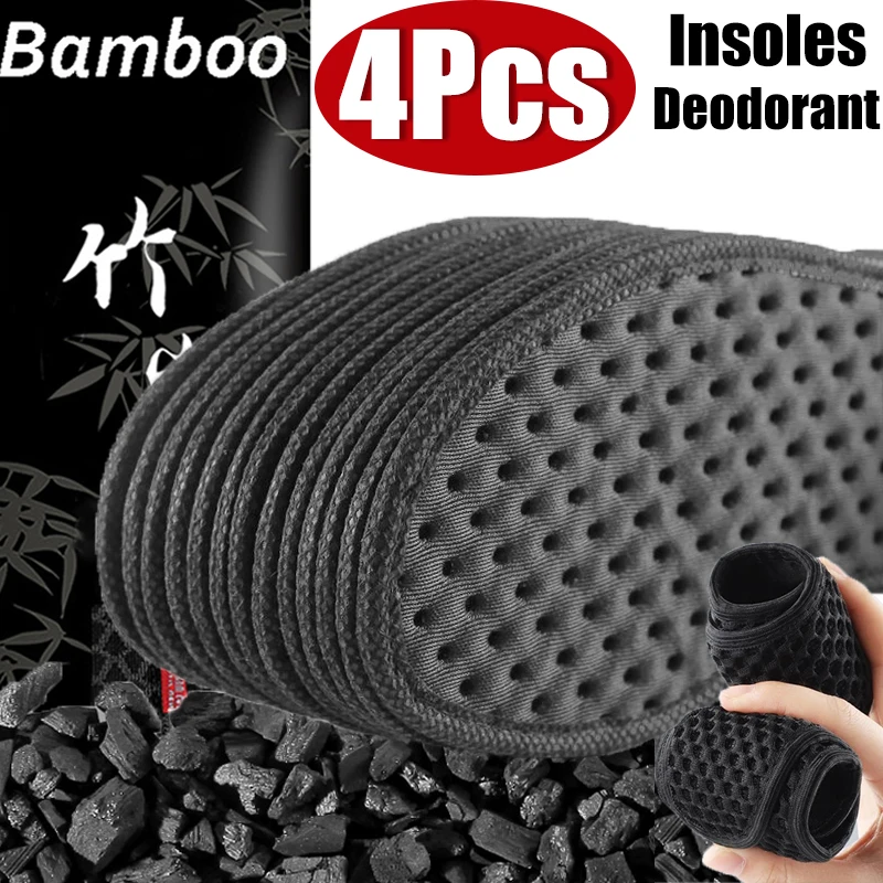 Top Trends: 4Pcs Breathable Bamboo Charcoal Insoles Sweat-absorbing Deodorant Foot Insert Pads Run Sweat-absorb Thickened Shock Shoe Sole Shoppable Styles