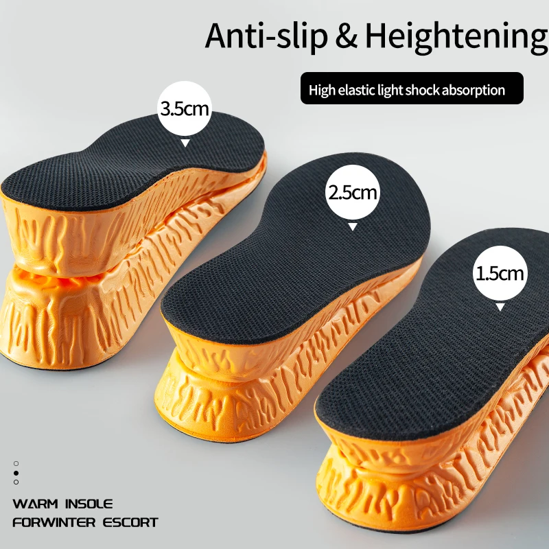 Top Trends: 1.5-3.5cm Invisible Height Increase Insoles Orange EVA Memory Foam Shoes Sole Pad Breathable Comfortable For Men Women Feet Care Shoppable Styles