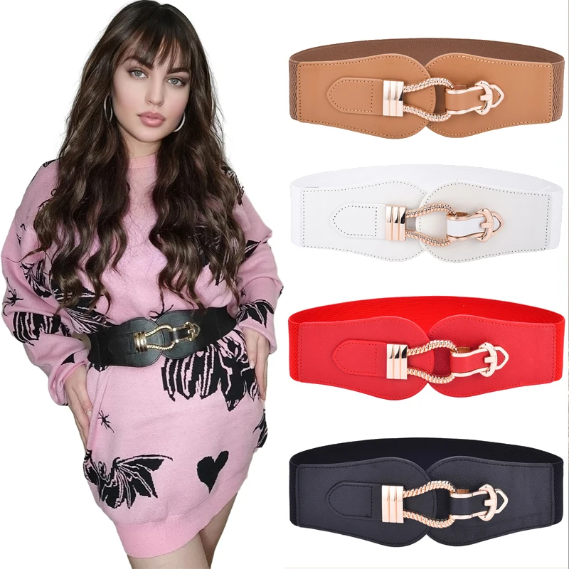 Top Trends: Womens Belt Elastic Stretch Cinch Waistband Lady Cummerband Wide Skinny Soft Around Waist Band 7.5cm Wide Simple Femme Dress Shoppable Styles