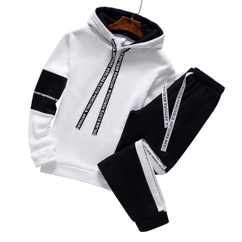 Top Trends: Winter Logo Customized Hoodie Sets Men Tracksuit Casual Hoodies Sweatshirt Piece Set Fashion Streetwear Clothes Shoppable Styles - Image 6