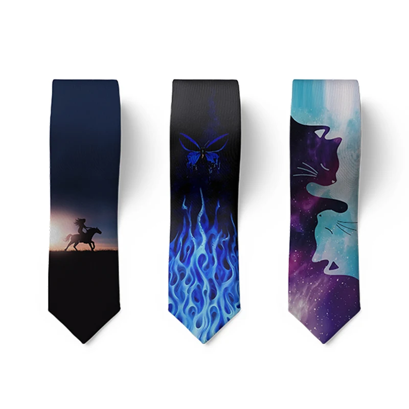 Top Trends: Novelty Creative Cool Men Tie 3D Printing Starry Night Pattern Fashion Harajuku Casual Necktie Birthday Party Halloween Gift Tie Shoppable Styles