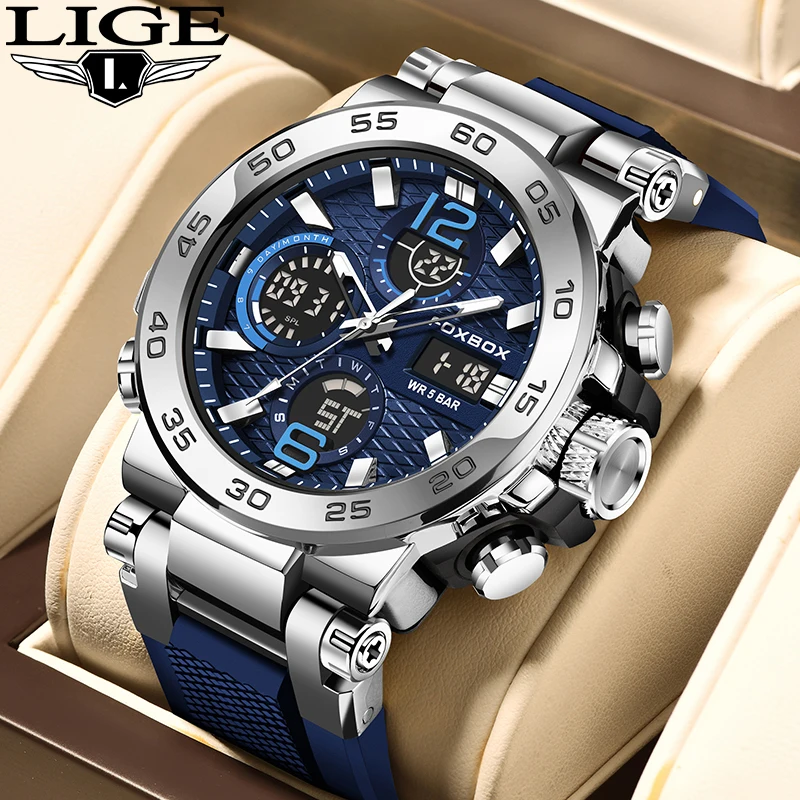 Top Trends: LIGE Luxury LCD Display Men Wristwatches Luminous Sport Man Watch Waterproof Military Quartz Male Clock Relogio Masculino 2023 Shoppable Styles