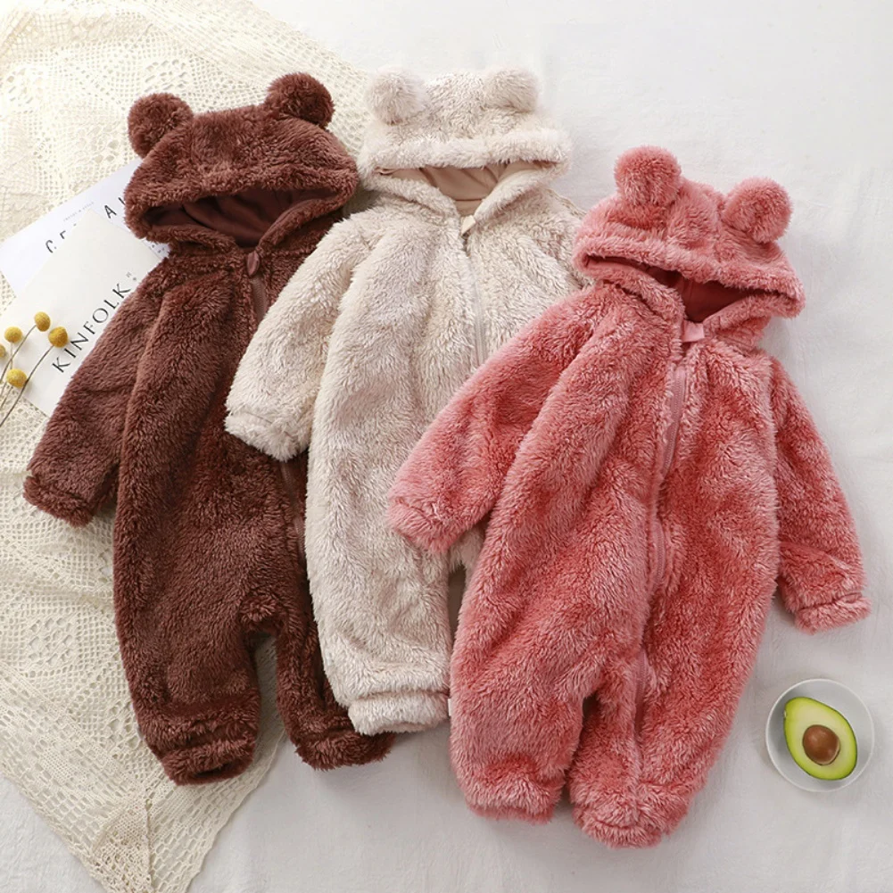 Top Trends: Synpos Winter Newborn Baby Snowsuit Autumn Kids Fleece Lined Onesie Jumpsuit Warm Hooded Romper For Infant 0-36 Months Shoppable Styles