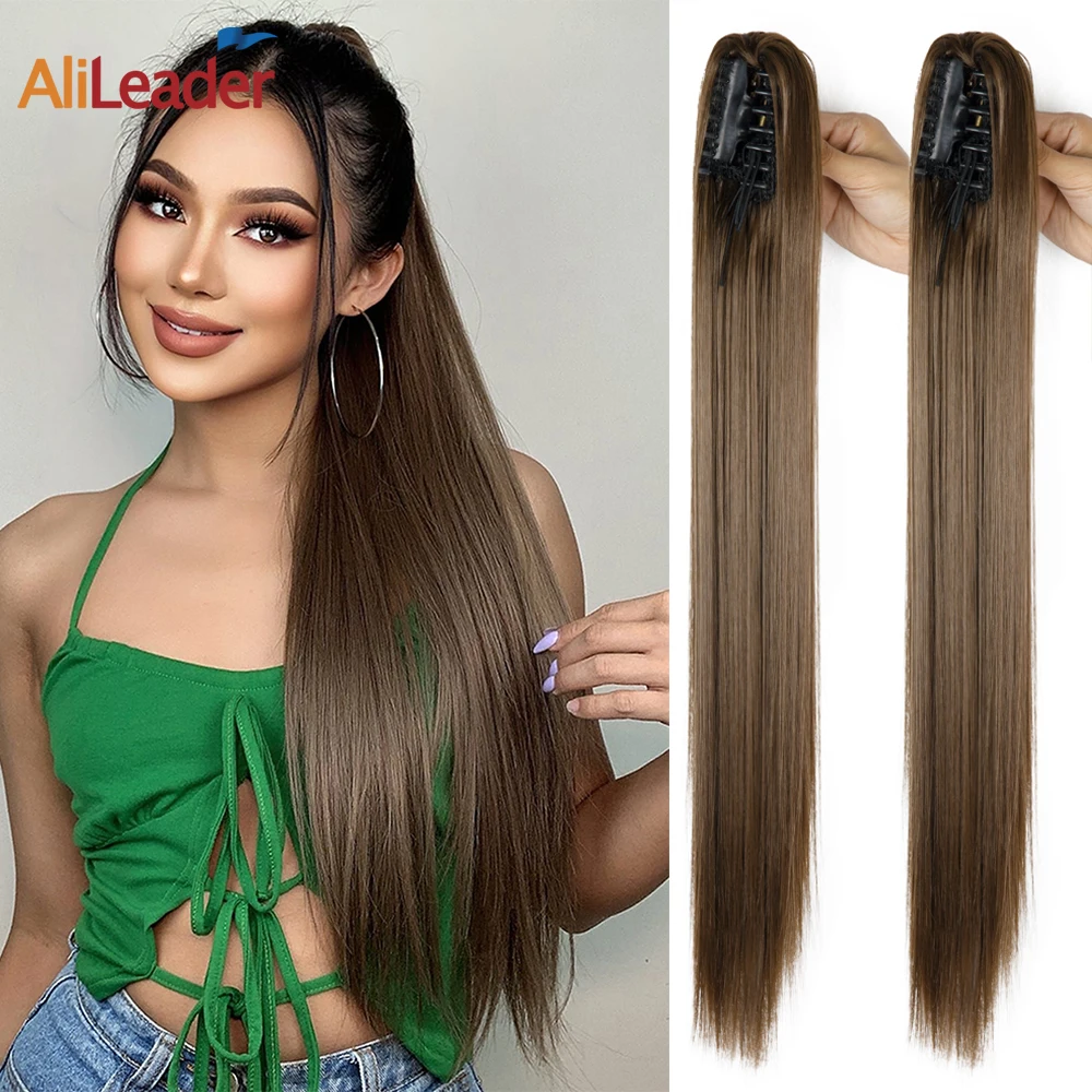 Top Trends: Long Straight Claw Clip On Ponytail Hair Extension Synthetic 22Inch Wavy Ponytail Fake Hairpiece For Women Pony Tail Hairpiece Shoppable Styles