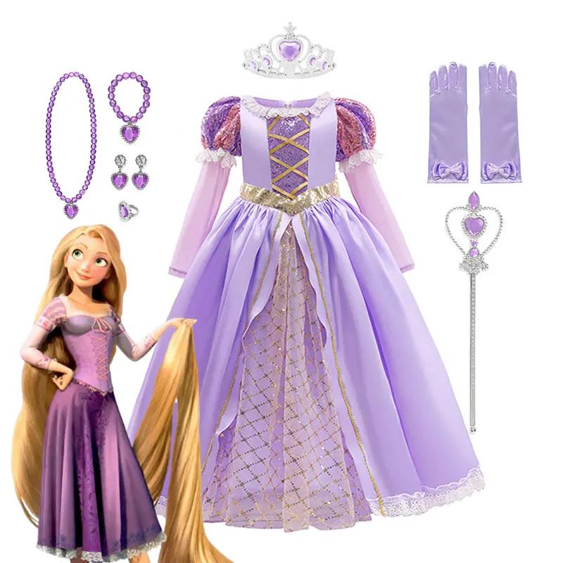 Top Trends: Disney Rapunzel Princess Dress For Children Birthday Carnival Halloween Party Fancy Girls Clothes Cosplay Tangled Costume Set Shoppable Styles