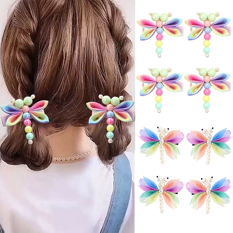 Top Trends: Oaoleer 2Pcs / set Cute Pearl Dragonfly Hair Clip For Kids Sweet Girls Hairpins Barrette Baby Headwear Fashion Hair Accessories Shoppable Styles