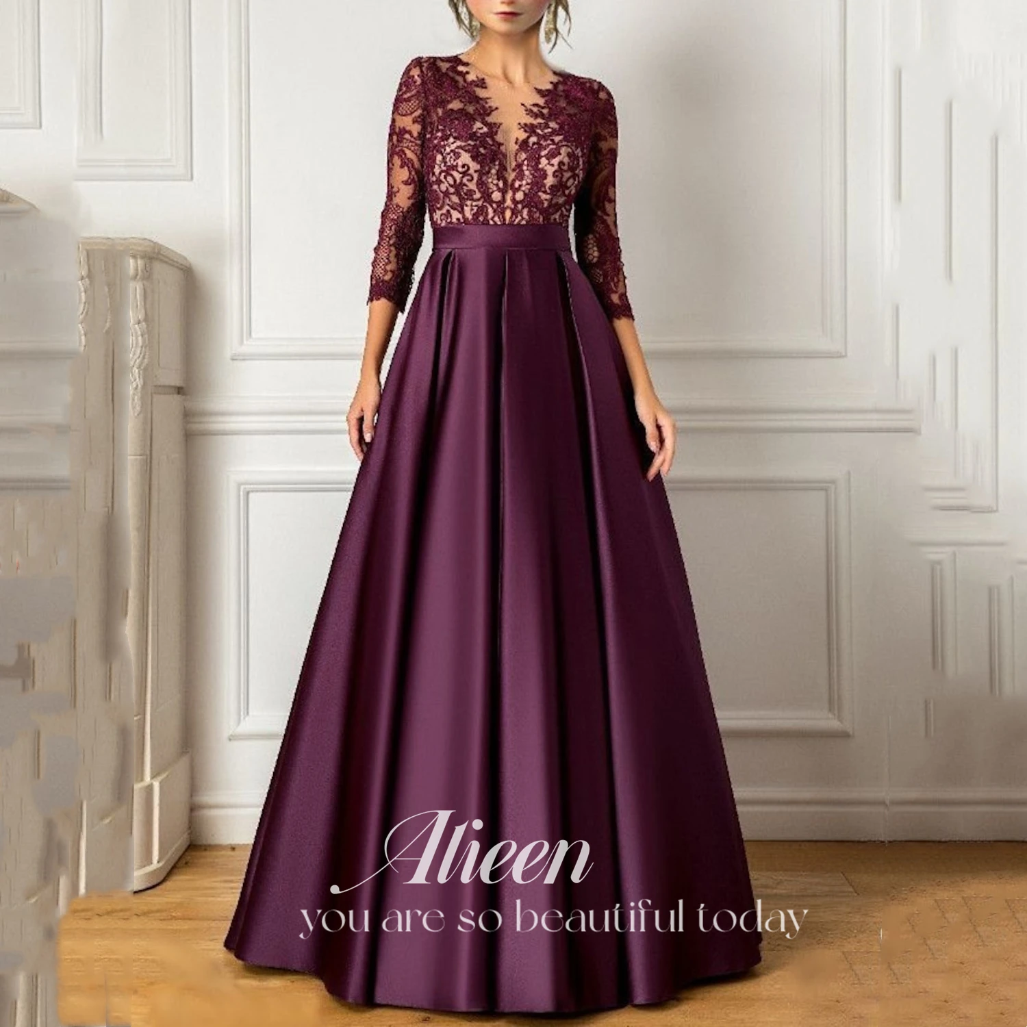 Top Trends: Aileen Satin Cocktail Of Dresses Wedding Dress Lace Ball Gowns Purple Luxury Evening 2023 Mom Guest Party Gown Womens Long Women Shoppable Styles