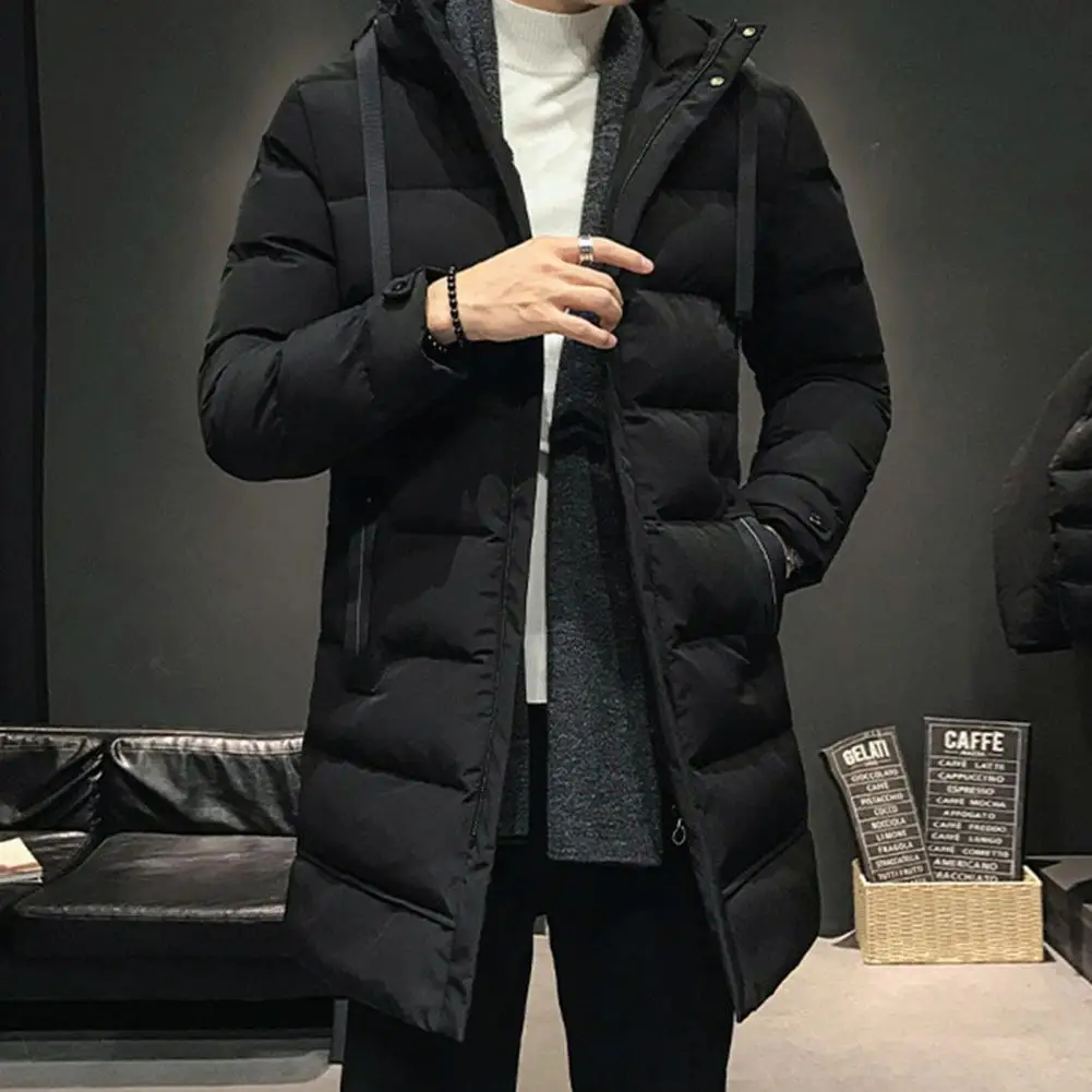 Top Trends: Mid-length Cotton Coat With Hood Winter Warmth Men&#039;s Hooded Down Parkas For Outdoor Snow Protection Thick For Wind Shoppable Styles