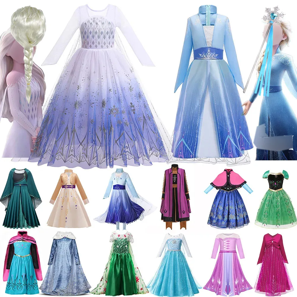 Top Trends: 2024 Disney Frozen Princess Elsa Vestidos Snow Queen Dress For Girl Halloween Kid Anna Cosplay Party Gown Child Carnival Costume Shoppable Styles