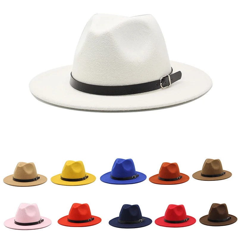 Top Trends: Men's Fedora Hat Men's And Women's Universal Solid Color Fedora Hat Women's 21 Color Wide Brim Jazz Hat Autumn And Winter Britis Shoppable Styles